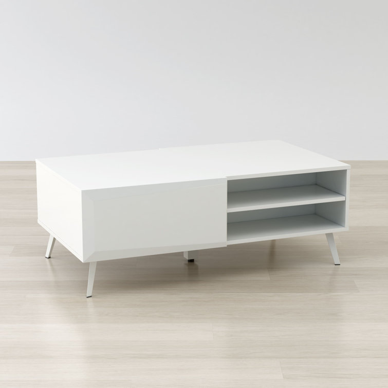 White Gloss Rectangular Coffee Table with Storage