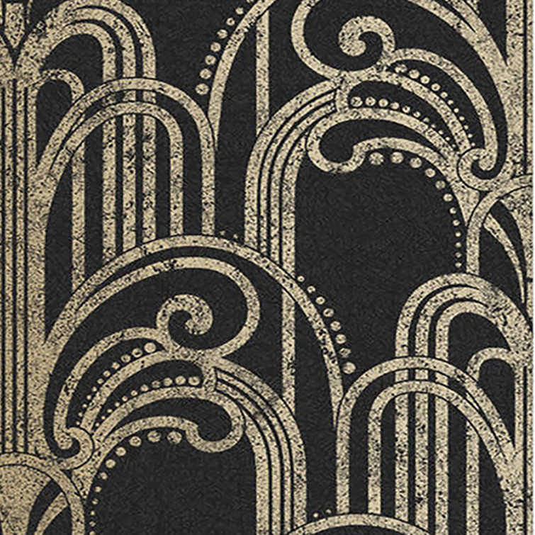 Art Deco Black and Gold Metallic Paste the Wall Wallpaper