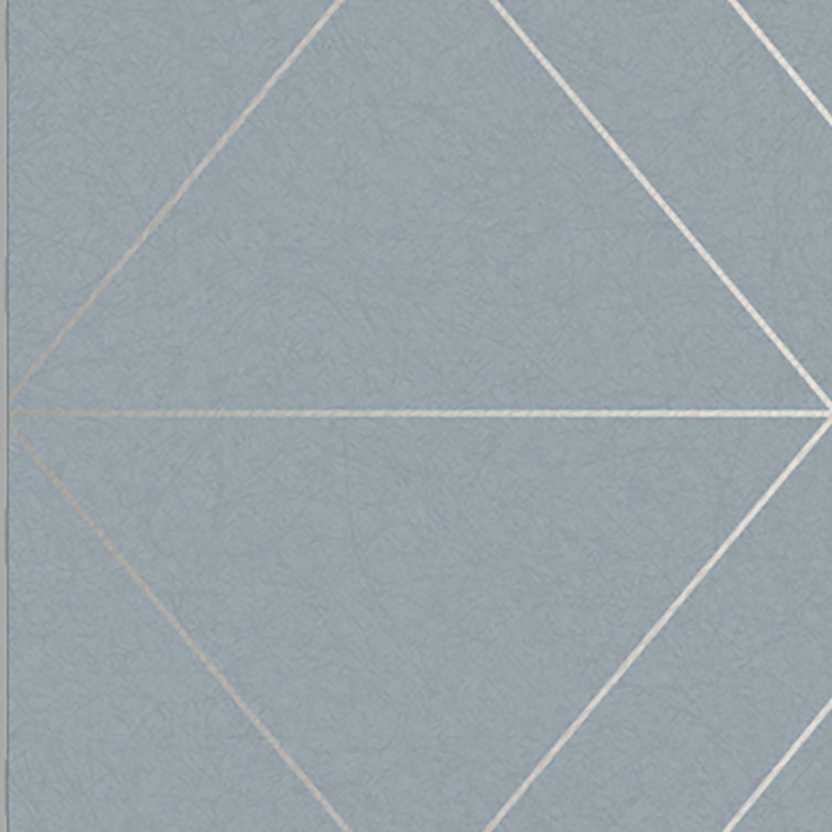 Deep Sky Blue Geometric Metallic Paste the Wall Wallpaper