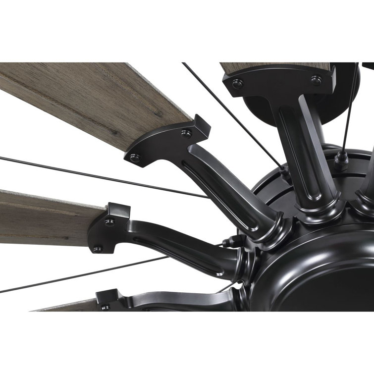 60-Inch Matte Black Windmill Ceiling Fan with Remote