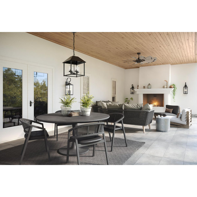 60-Inch Matte Black Windmill Ceiling Fan with Remote