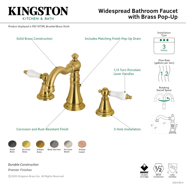 Polished Nickel Traditional Widespread Bathroom Faucet with Drain