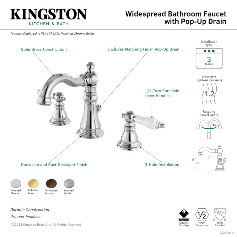 Brushed Nickel Traditional Widespread Bathroom Faucet with Lever Handles