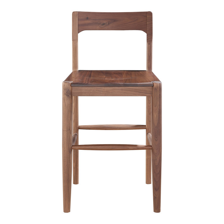 Adjustable Walnut Wood Counter Stool with Matte Finish