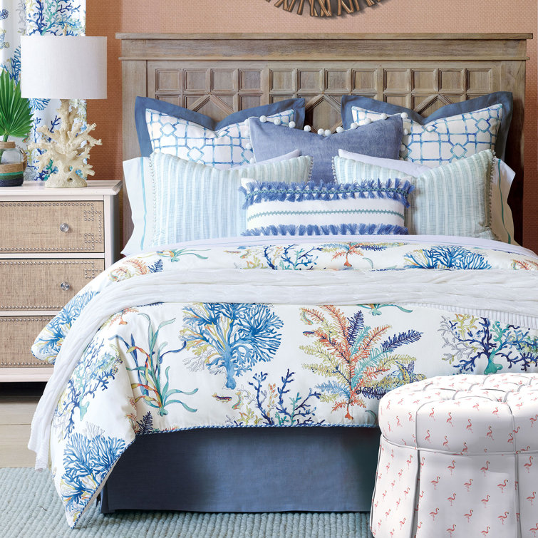 California King Cotton Coastal Floral Duvet Cover Set