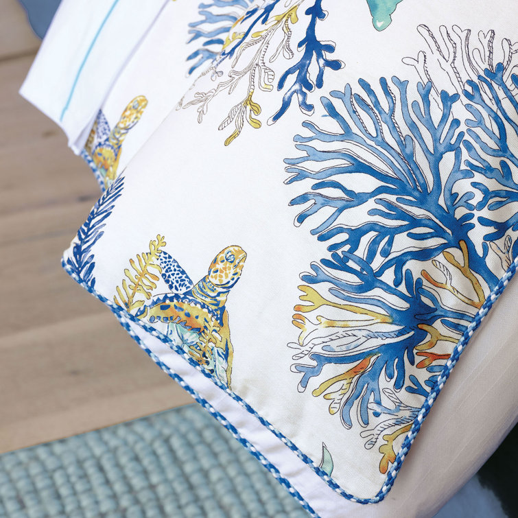 California King Cotton Coastal Floral Duvet Cover Set