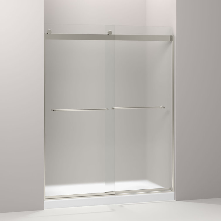 Levity Matte Nickel and Clear Glass Bypass Shower Door
