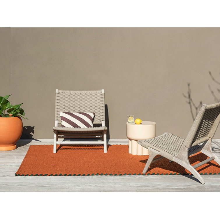 Terra Rust Green Handwoven Synthetic Rectangular Rug