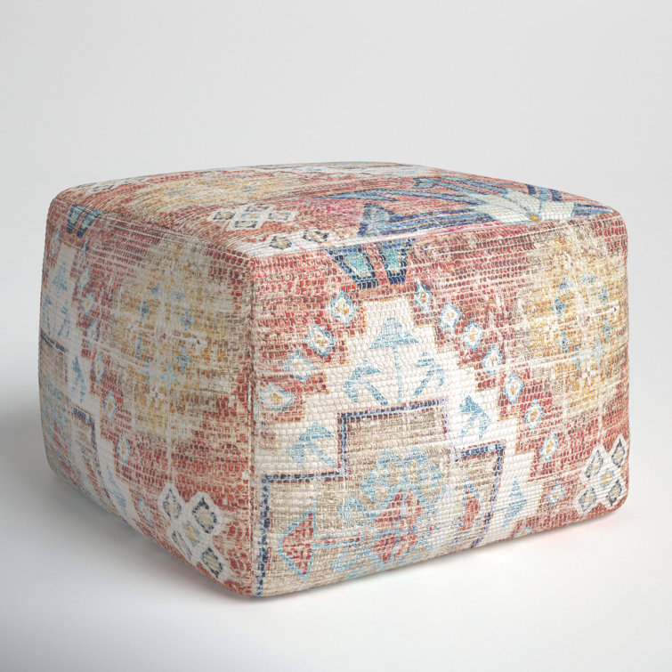 Goodwin Multicolor Polyester Blend Square Pouf