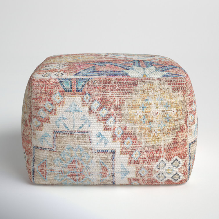Goodwin Multicolor Polyester Blend Square Pouf