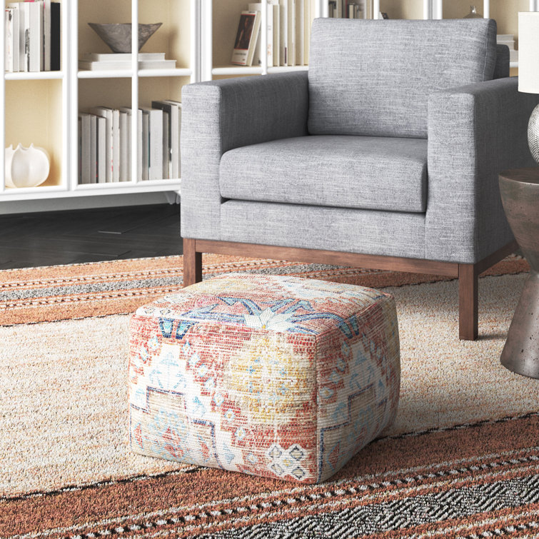 Goodwin Multicolor Polyester Blend Square Pouf