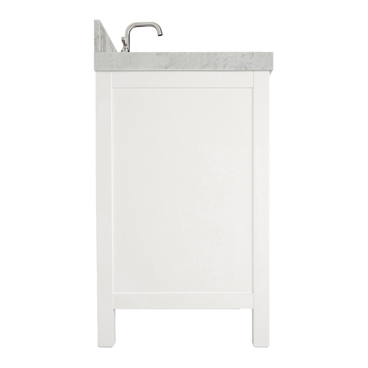 Cambridge 42'' White Wood Single Bathroom Vanity with Carrara Marble Top