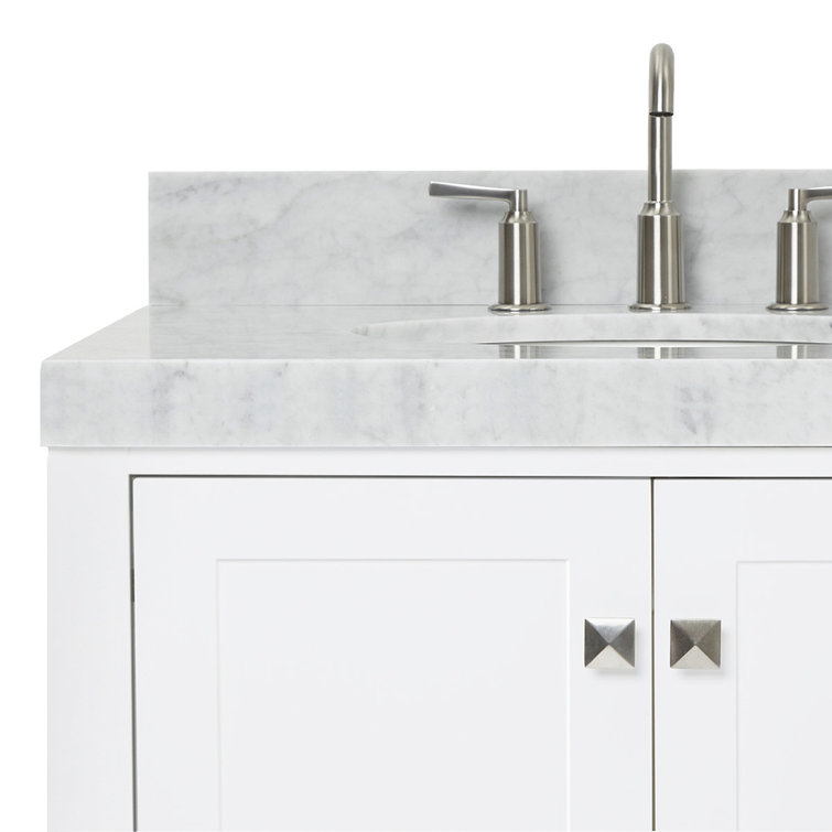 Cambridge 42'' White Wood Single Bathroom Vanity with Carrara Marble Top