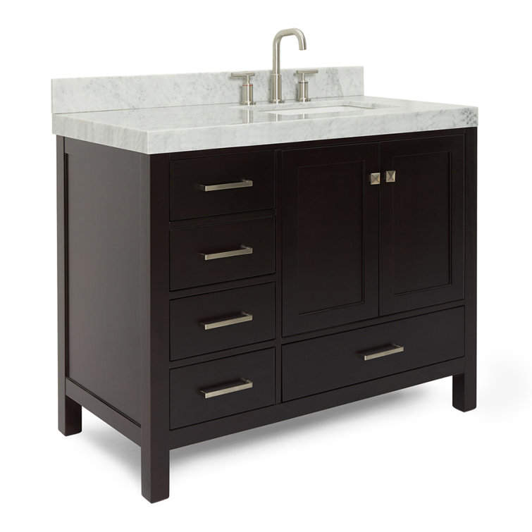 Espresso Wood Single Sink Bathroom Vanity with Carrara Marble Top
