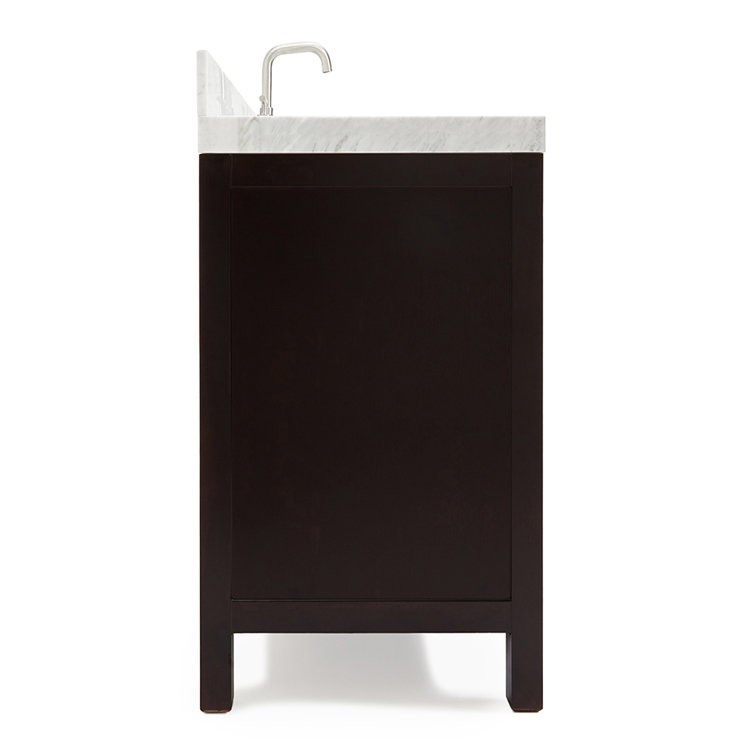 Espresso Wood Single Sink Bathroom Vanity with Carrara Marble Top