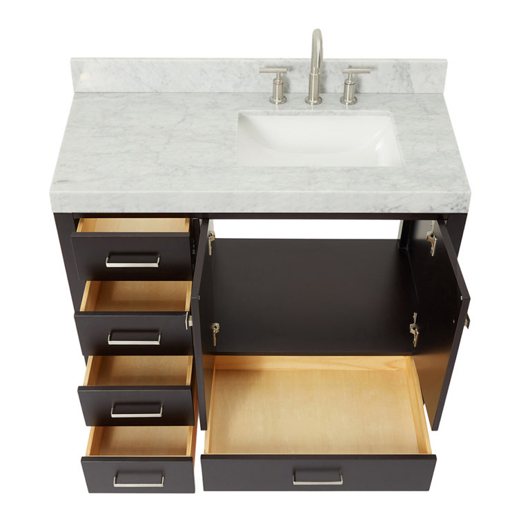 Espresso Wood Single Sink Bathroom Vanity with Carrara Marble Top