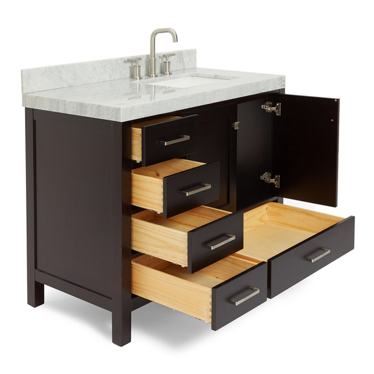 Espresso Wood Single Sink Bathroom Vanity with Carrara Marble Top