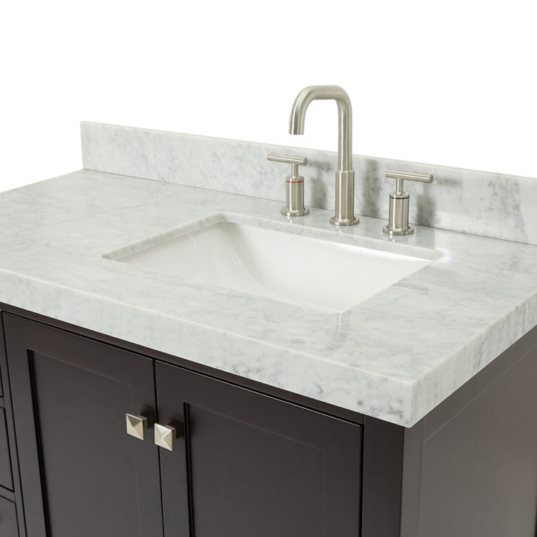 Espresso Wood Single Sink Bathroom Vanity with Carrara Marble Top