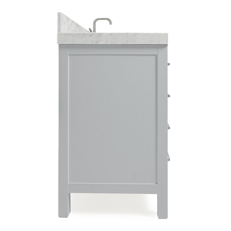 Cambridge 42'' Light Gray Wood Single Sink Vanity with Carrara Marble Top