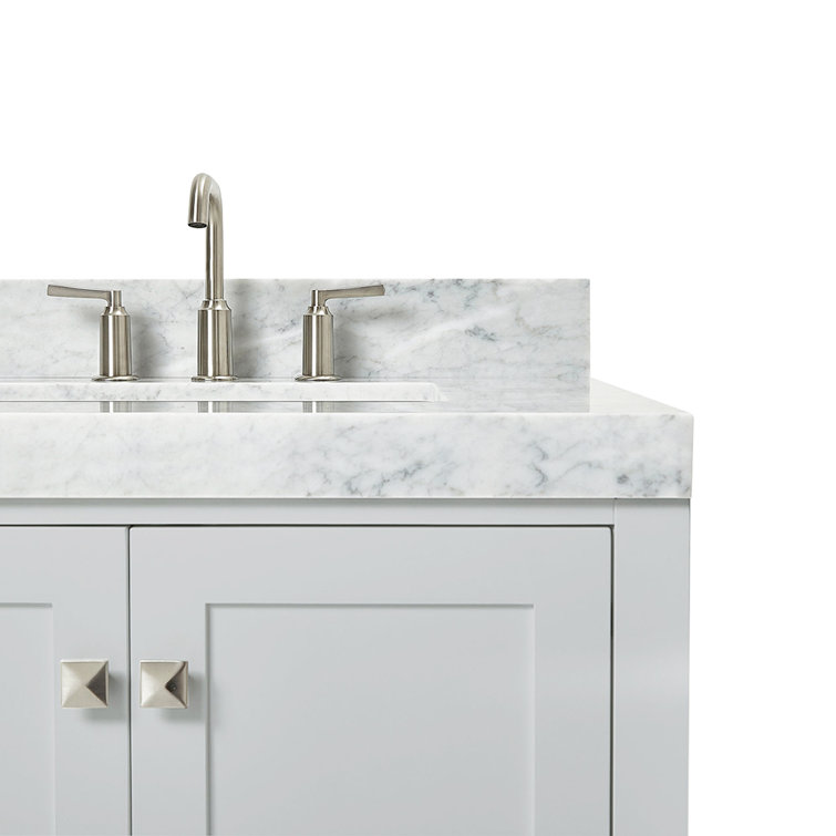 Cambridge 42'' Light Gray Wood Single Sink Vanity with Carrara Marble Top