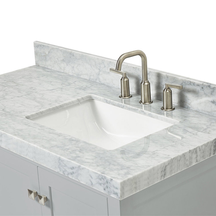 Cambridge 42'' Light Gray Wood Single Sink Vanity with Carrara Marble Top