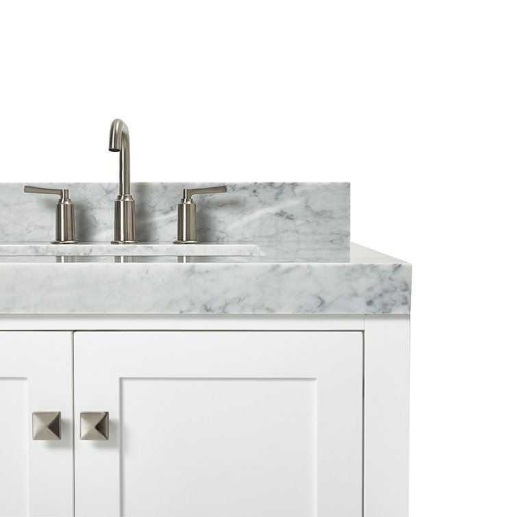 Cambridge 42'' White Wood Bathroom Vanity with Carrara Marble Top