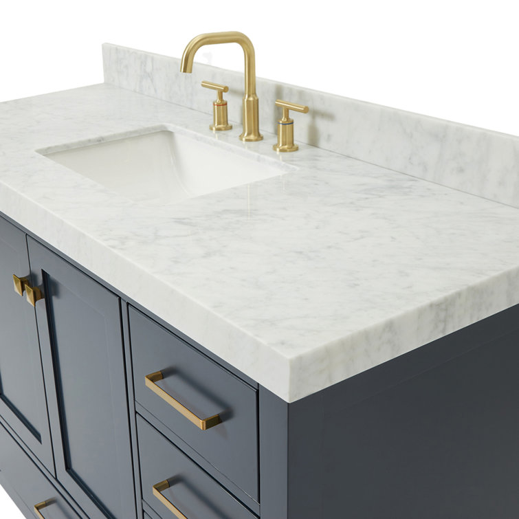 Midnight Blue 54" Freestanding Vanity with Carrara Marble Top