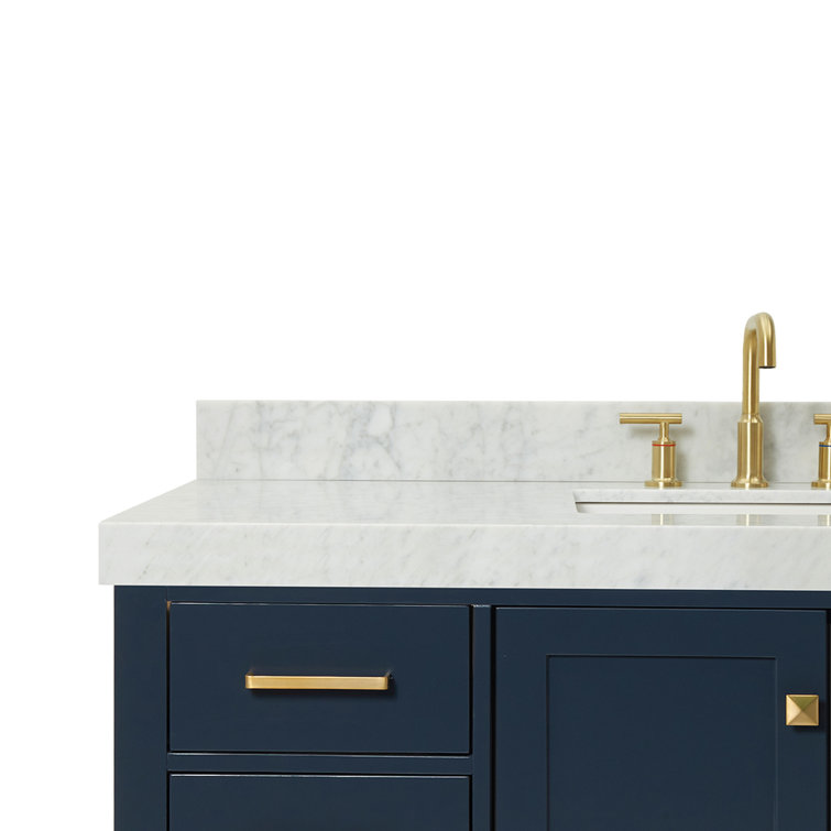 Midnight Blue 54" Freestanding Vanity with Carrara Marble Top