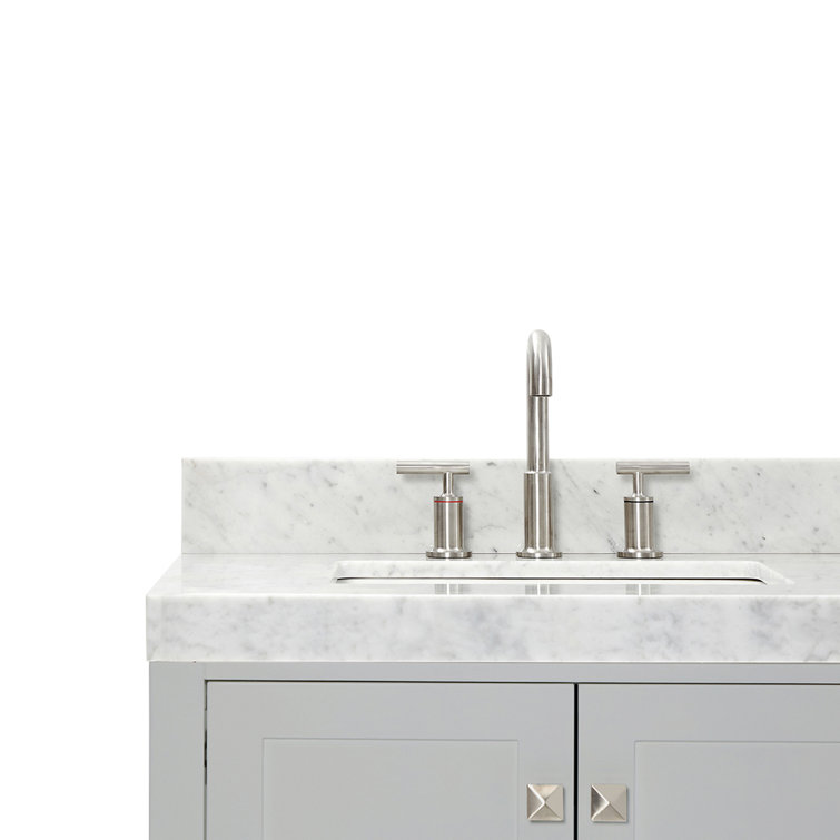Cambridge 72'' Gray Wood Double Freestanding Bathroom Vanity with Carrara Marble Top