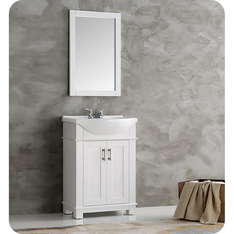 Elegant White Wood Framed 20" x 30" Rectangular Vanity Mirror