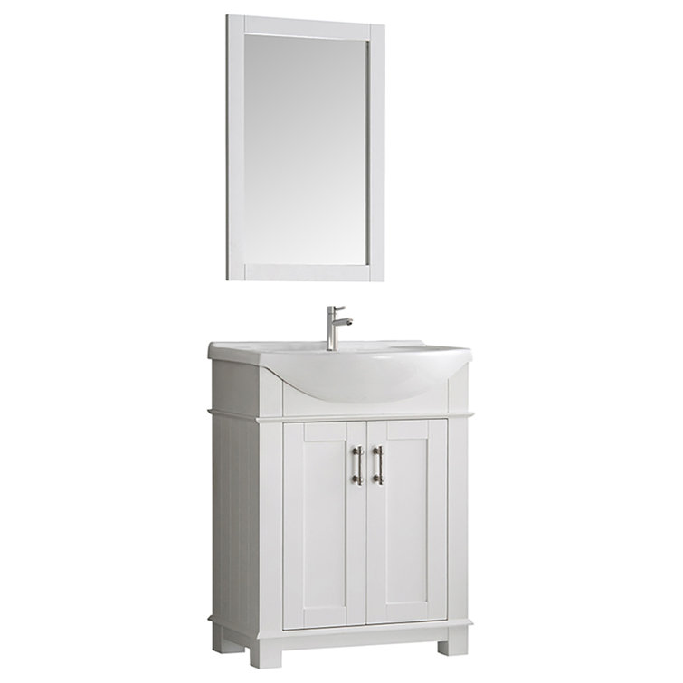 Elegant White Wood Framed 20" x 30" Rectangular Vanity Mirror