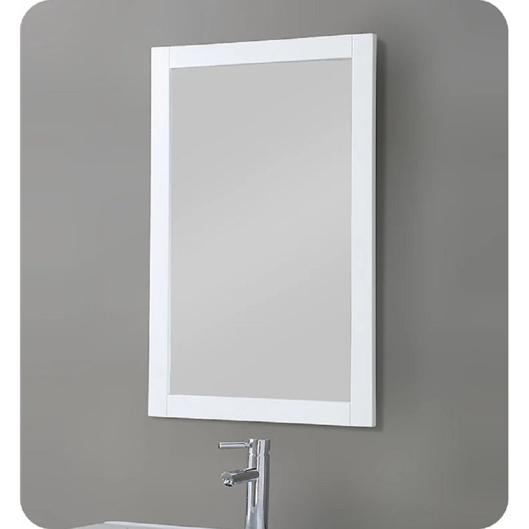 Elegant Manchester 20" White Solid Wood Traditional Bathroom Vanity Mirror