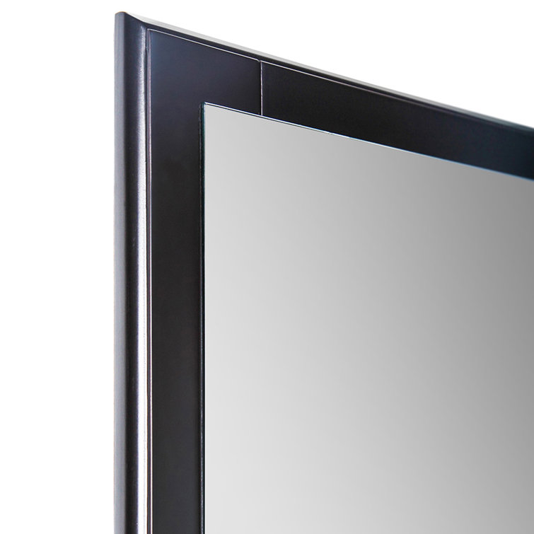 Elegant Espresso Wood Framed Rectangular Bathroom Vanity Mirror