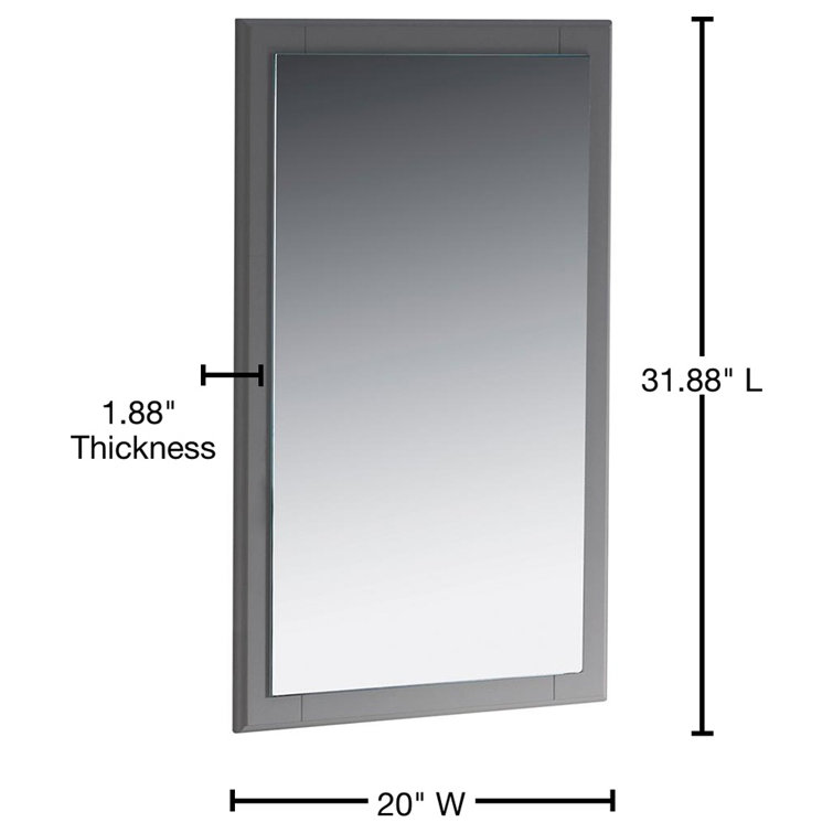 Elegant Oxford 20" Gray Rectangular Wood Bathroom Vanity Mirror