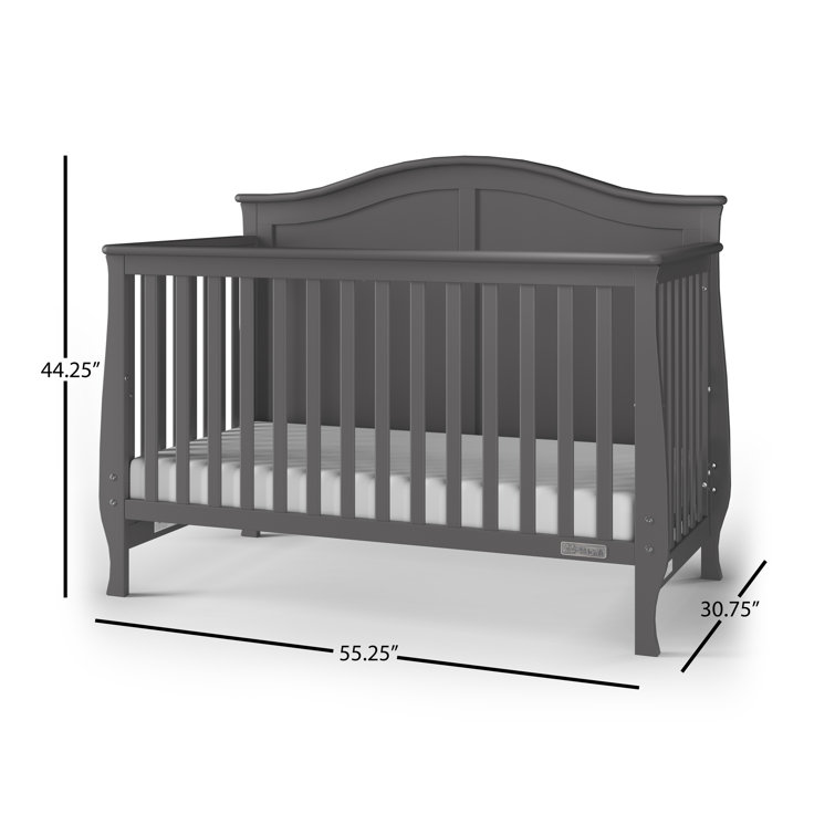 Camden Cool Gray Convertible 4-in-1 Crib with Steel Support