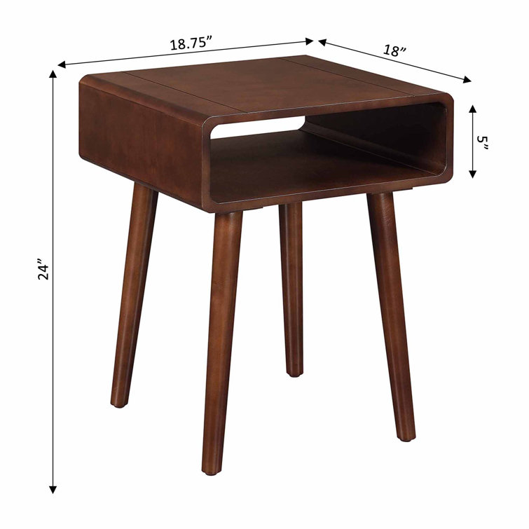 Espresso Square End Table with Shelf and Tapered Legs