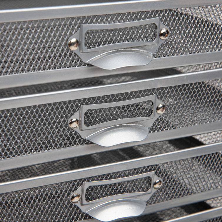 Sleek Silver Metal Mesh 10-Drawer Desktop Organizer Cabinet