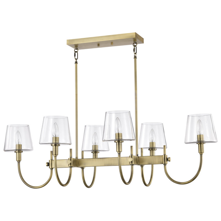 Vintage Brass and Glass 6-Light Kitchen Island Pendant