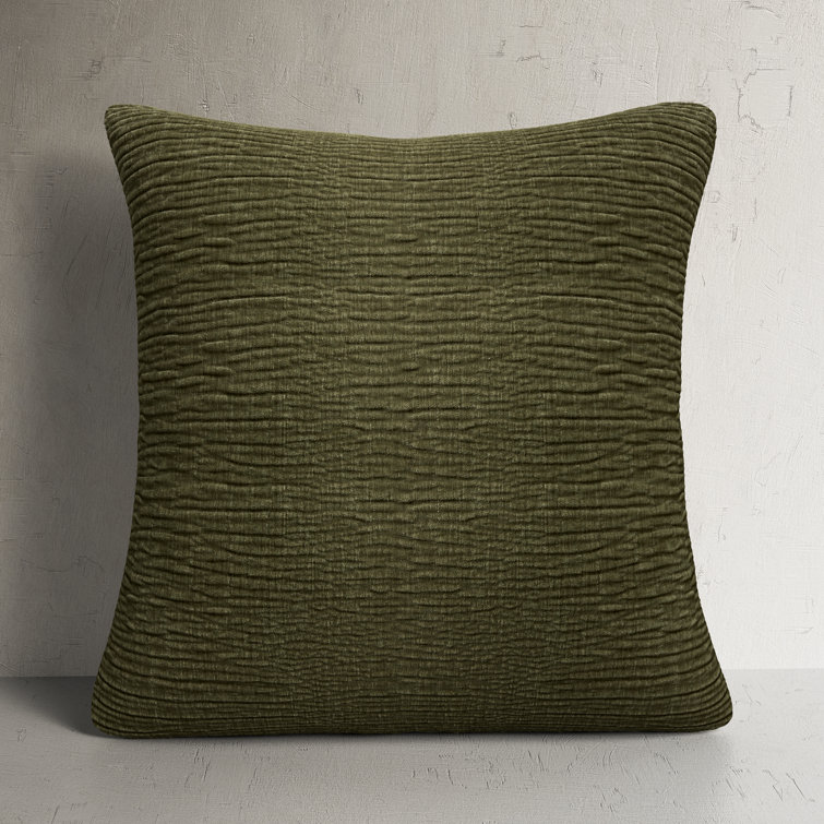 Olive Polyester Square Throw Pillow with Down Fill