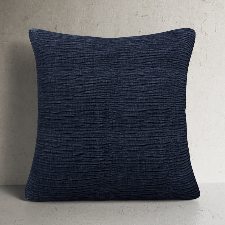 22" Navy Blue Cotton Textured Square Throw Pillow