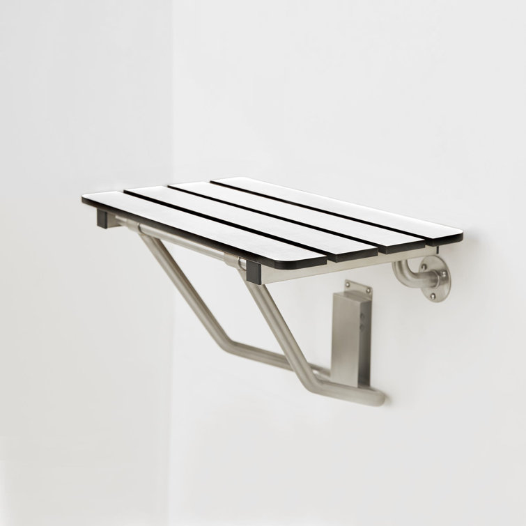 32" x 15" White Phenolic Slats Folding Wall Mount Shower Seat