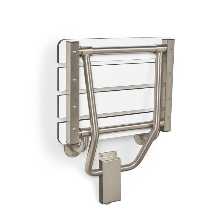 32" x 15" White Phenolic Slats Folding Wall Mount Shower Seat