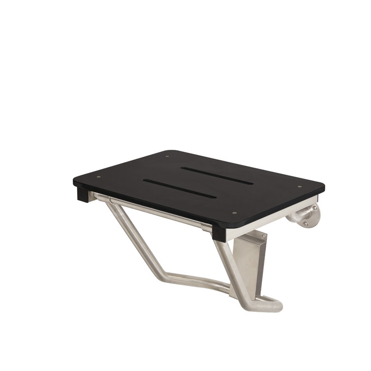 32" x 15" Matte Black Phenolic Folding Wall Mount Shower Seat Bench