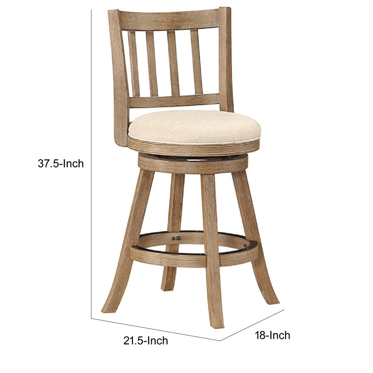 Ivory Swivel Adjustable Wood and Metal Counter Stool