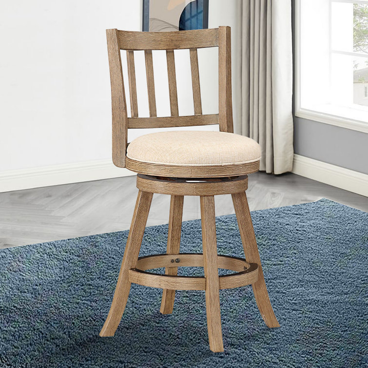 Ivory Swivel Adjustable Wood and Metal Counter Stool
