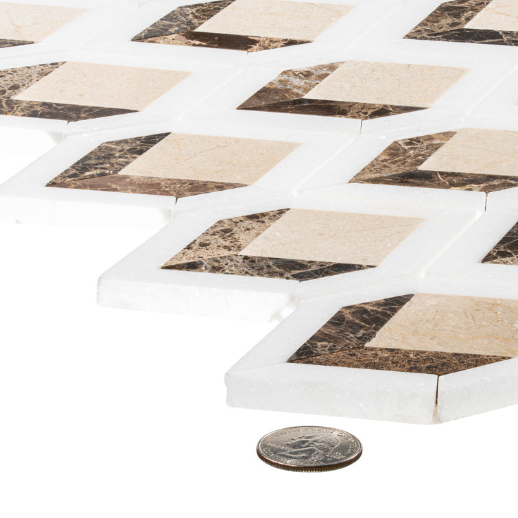 Easton Brown Diamond Patterned Marble Mosaic Tile