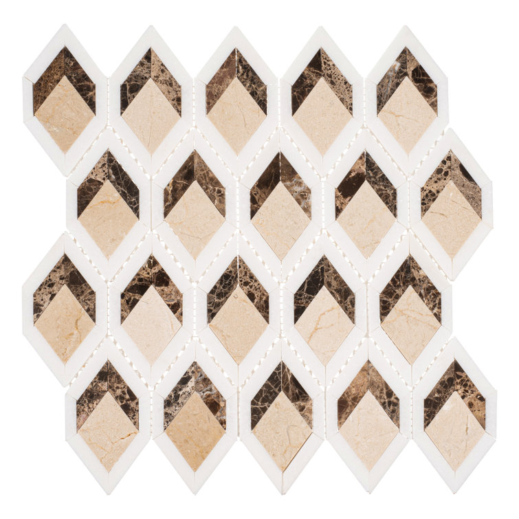 Easton Brown Diamond Patterned Marble Mosaic Tile