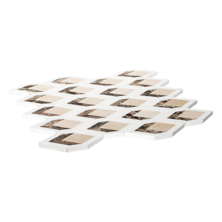 Easton Brown Diamond Patterned Marble Mosaic Tile