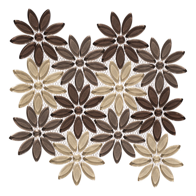 Fresh Dark and Light Brown Floral Mosaic Wall Tile