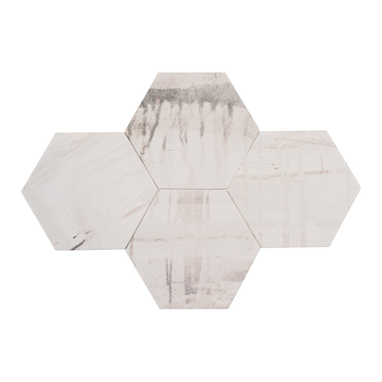 Homage 5" White Glazed Hexagonal Porcelain Tile